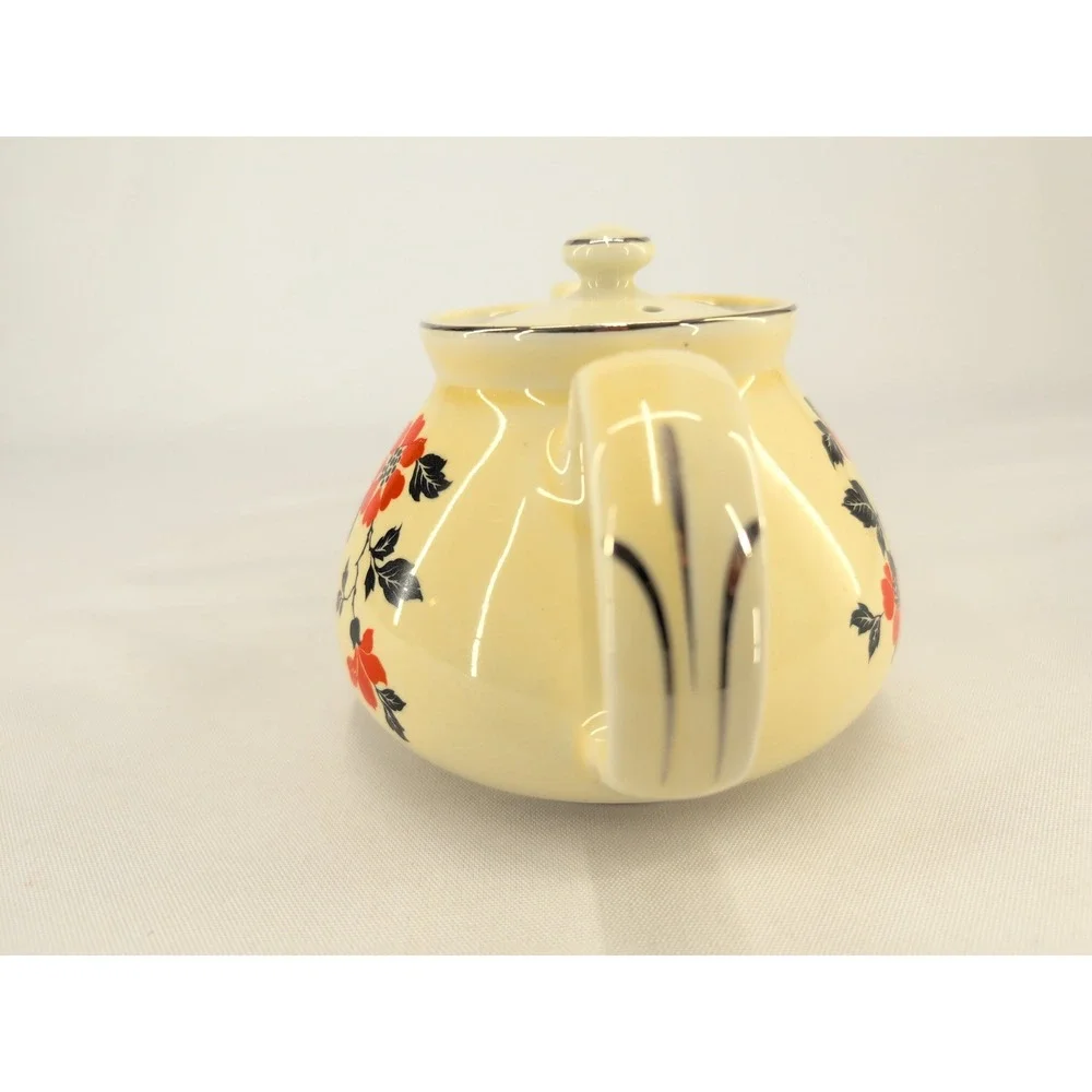 Hall Teapot Yellow Red Poppy Vintage Superior Quality Kitchenware Made in USA